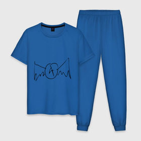 Мужская пижама хлопок с принтом Aerosmith (draw logo) в Тюмени, 100% хлопок | брюки и футболка прямого кроя, без карманов, на брюках мягкая резинка на поясе и по низу штанин
 | aerosmith | draw | logo | логотип | рисованный