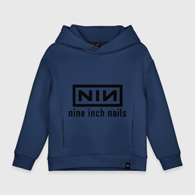 Детское худи Oversize хлопок с принтом Nine inch nails logo в Тюмени, френч-терри — 70% хлопок, 30% полиэстер. Мягкий теплый начес внутри —100% хлопок | боковые карманы, эластичные манжеты и нижняя кромка, капюшон на магнитной кнопке | inch | logo | nails | nine | лого