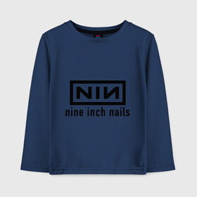 Детский лонгслив хлопок с принтом Nine inch nails logo в Тюмени, 100% хлопок | круглый вырез горловины, полуприлегающий силуэт, длина до линии бедер | inch | logo | nails | nine | лого