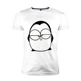 Мужская футболка премиум с принтом Недовольный пингвин в Тюмени, 92% хлопок, 8% лайкра | приталенный силуэт, круглый вырез ворота, длина до линии бедра, короткий рукав | пингвин