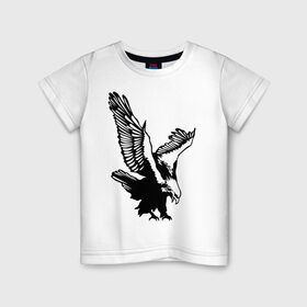 Детская футболка хлопок с принтом Орлиный размах крыльев в Тюмени, 100% хлопок | круглый вырез горловины, полуприлегающий силуэт, длина до линии бедер | взлет | кондор | коршун | орел | полет | птица | сокол