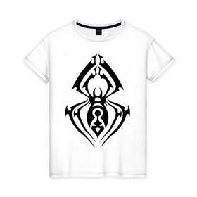 Женская футболка хлопок с принтом Паук татуировка в Тюмени, 100% хлопок | прямой крой, круглый вырез горловины, длина до линии бедер, слегка спущенное плечо | spider | tattoo | насекомое | паук | татуировка