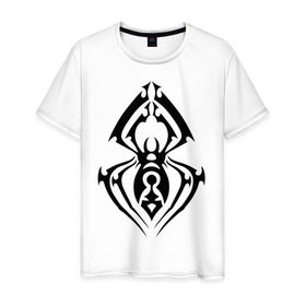 Мужская футболка хлопок с принтом Паук татуировка в Тюмени, 100% хлопок | прямой крой, круглый вырез горловины, длина до линии бедер, слегка спущенное плечо. | spider | tattoo | насекомое | паук | татуировка
