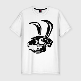Мужская футболка премиум с принтом Дохлый кролик в Тюмени, 92% хлопок, 8% лайкра | приталенный силуэт, круглый вырез ворота, длина до линии бедра, короткий рукав | Тематика изображения на принте: скелет