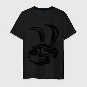 Мужская футболка хлопок с принтом Дохлый кролик в Тюмени, 100% хлопок | прямой крой, круглый вырез горловины, длина до линии бедер, слегка спущенное плечо. | Тематика изображения на принте: скелет