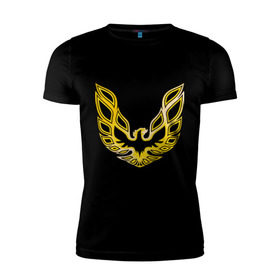 Мужская футболка премиум с принтом Золотой феникс в Тюмени, 92% хлопок, 8% лайкра | приталенный силуэт, круглый вырез ворота, длина до линии бедра, короткий рукав | Тематика изображения на принте: крылья