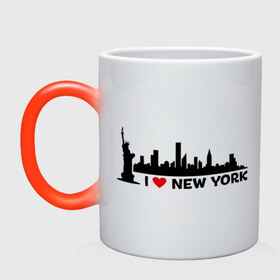 Кружка хамелеон с принтом I love NY (панорама) в Тюмени, керамика | меняет цвет при нагревании, емкость 330 мл | i | love | new | york | город | йорк | люблю | нью | панорама | свобода | статуя | я