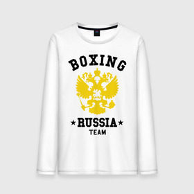 Мужской лонгслив хлопок с принтом Boxing Russia Team в Тюмени, 100% хлопок |  | boxing | russia | team | бокс | герб | орел | россия | русский