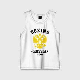 Детская майка хлопок с принтом Boxing Russia Team в Тюмени,  |  | boxing | russia | team | бокс | герб | орел | россия | русский