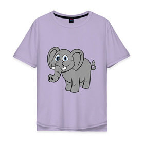 Мужская футболка хлопок Oversize с принтом Милый слоник в Тюмени, 100% хлопок | свободный крой, круглый ворот, “спинка” длиннее передней части | слон