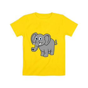 Детская футболка хлопок с принтом Милый слоник в Тюмени, 100% хлопок | круглый вырез горловины, полуприлегающий силуэт, длина до линии бедер | Тематика изображения на принте: слон