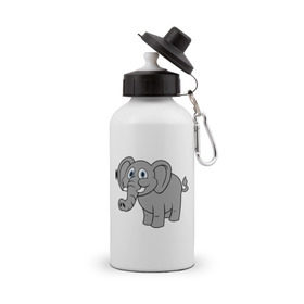 Бутылка спортивная с принтом Милый слоник в Тюмени, металл | емкость — 500 мл, в комплекте две пластиковые крышки и карабин для крепления | слон