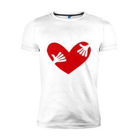 Мужская футболка премиум с принтом Сердце занято в Тюмени, 92% хлопок, 8% лайкра | приталенный силуэт, круглый вырез ворота, длина до линии бедра, короткий рукав | глаза | занято | мое | руки | сердце
