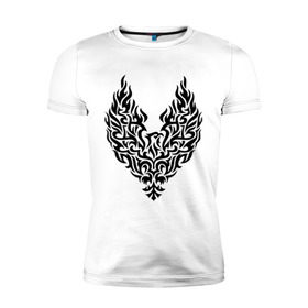 Мужская футболка премиум с принтом Огненный феникс в Тюмени, 92% хлопок, 8% лайкра | приталенный силуэт, круглый вырез ворота, длина до линии бедра, короткий рукав | возрождение | огонь | пепел | птица | феникс