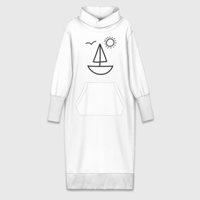 Платье удлиненное хлопок с принтом Настроение   море в Тюмени,  |  | корабль | лицо | лодка | море | настроение | парус | птица | рожица | солнце | улыбка | чайка | яхта