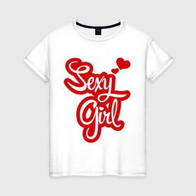 Женская футболка хлопок с принтом Sexy girl в Тюмени, 100% хлопок | прямой крой, круглый вырез горловины, длина до линии бедер, слегка спущенное плечо | girl | девушка