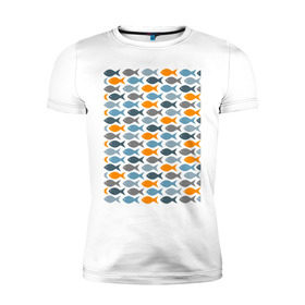 Мужская футболка премиум с принтом Рыбки в Тюмени, 92% хлопок, 8% лайкра | приталенный силуэт, круглый вырез ворота, длина до линии бедра, короткий рукав | рыба | рыбалка | туризм