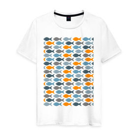 Мужская футболка хлопок с принтом Рыбки в Тюмени, 100% хлопок | прямой крой, круглый вырез горловины, длина до линии бедер, слегка спущенное плечо. | рыба | рыбалка | туризм