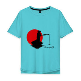 Мужская футболка хлопок Oversize с принтом Японская ночная рыбалка в Тюмени, 100% хлопок | свободный крой, круглый ворот, “спинка” длиннее передней части | fishermen | жизнь | рыба | рыбак | рыбалка | солнце | туризм | удочка | укаи | япония