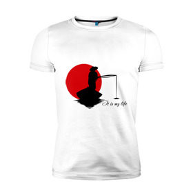 Мужская футболка премиум с принтом Японская ночная рыбалка в Тюмени, 92% хлопок, 8% лайкра | приталенный силуэт, круглый вырез ворота, длина до линии бедра, короткий рукав | fishermen | жизнь | рыба | рыбак | рыбалка | солнце | туризм | удочка | укаи | япония