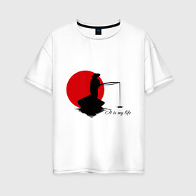 Женская футболка хлопок Oversize с принтом Японская ночная рыбалка в Тюмени, 100% хлопок | свободный крой, круглый ворот, спущенный рукав, длина до линии бедер
 | fishermen | жизнь | рыба | рыбак | рыбалка | солнце | туризм | удочка | укаи | япония