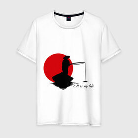 Мужская футболка хлопок с принтом Японская ночная рыбалка в Тюмени, 100% хлопок | прямой крой, круглый вырез горловины, длина до линии бедер, слегка спущенное плечо. | Тематика изображения на принте: fishermen | жизнь | рыба | рыбак | рыбалка | солнце | туризм | удочка | укаи | япония