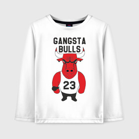 Детский лонгслив хлопок с принтом Gangsta Bulls в Тюмени, 100% хлопок | круглый вырез горловины, полуприлегающий силуэт, длина до линии бедер | bulls | chicago | gangsta | бык | гангстер | чикаго