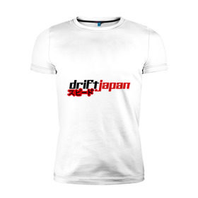 Мужская футболка премиум с принтом DRIFT JAPAN streetstyle в Тюмени, 92% хлопок, 8% лайкра | приталенный силуэт, круглый вырез ворота, длина до линии бедра, короткий рукав | дрифт