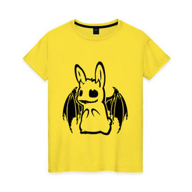 Женская футболка хлопок с принтом Летучая мышка в Тюмени, 100% хлопок | прямой крой, круглый вырез горловины, длина до линии бедер, слегка спущенное плечо | 