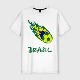 Мужская футболка премиум с принтом Brasil 2014 в Тюмени, 92% хлопок, 8% лайкра | приталенный силуэт, круглый вырез ворота, длина до линии бедра, короткий рукав | бразилия