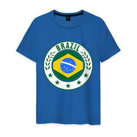 Мужская футболка хлопок с принтом Brazil - Бразилия ЧМ-2014 в Тюмени, 100% хлопок | прямой крой, круглый вырез горловины, длина до линии бедер, слегка спущенное плечо. | бразилия
