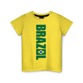 Детская футболка хлопок с принтом Футбол Бразилия в Тюмени, 100% хлопок | круглый вырез горловины, полуприлегающий силуэт, длина до линии бедер | Тематика изображения на принте: бразилия