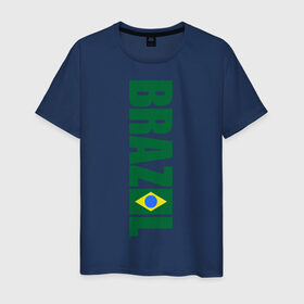 Мужская футболка хлопок с принтом Футбол Бразилия в Тюмени, 100% хлопок | прямой крой, круглый вырез горловины, длина до линии бедер, слегка спущенное плечо. | бразилия