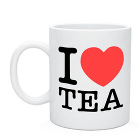 Кружка с принтом I love tea в Тюмени, керамика | объем — 330 мл, диаметр — 80 мм. Принт наносится на бока кружки, можно сделать два разных изображения | heart | love | tea | люблю | сердце | чай