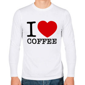 Мужской лонгслив хлопок с принтом I love coffee в Тюмени, 100% хлопок |  | coffee | heart | love | кофе | люблю | сердце