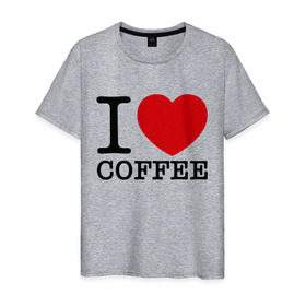 Мужская футболка хлопок с принтом I love coffee в Тюмени, 100% хлопок | прямой крой, круглый вырез горловины, длина до линии бедер, слегка спущенное плечо. | coffee | heart | love | кофе | люблю | сердце
