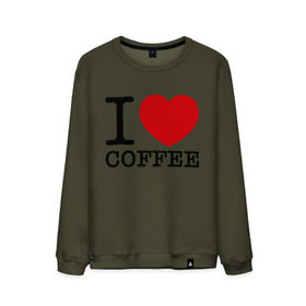 Мужской свитшот хлопок с принтом I love coffee в Тюмени, 100% хлопок |  | Тематика изображения на принте: coffee | heart | love | кофе | люблю | сердце