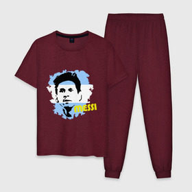 Мужская пижама хлопок с принтом Месси (Messi) в Тюмени, 100% хлопок | брюки и футболка прямого кроя, без карманов, на брюках мягкая резинка на поясе и по низу штанин
 | argentina | football | lionel | messi | аргентина | футбол