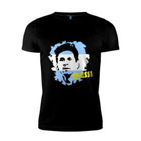 Мужская футболка премиум с принтом Месси (Messi) в Тюмени, 92% хлопок, 8% лайкра | приталенный силуэт, круглый вырез ворота, длина до линии бедра, короткий рукав | argentina | football | lionel | messi | аргентина | футбол