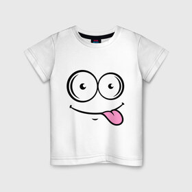 Детская футболка хлопок с принтом Кайфушки в Тюмени, 100% хлопок | круглый вырез горловины, полуприлегающий силуэт, длина до линии бедер | кайфушки | лыба | рожица | смайл | улыбка | язык