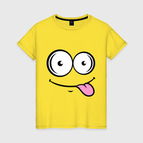 Женская футболка хлопок с принтом Кайфушки в Тюмени, 100% хлопок | прямой крой, круглый вырез горловины, длина до линии бедер, слегка спущенное плечо | кайфушки | лыба | рожица | смайл | улыбка | язык