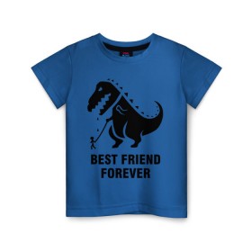 Детская футболка хлопок с принтом Годзилла Best friend в Тюмени, 100% хлопок | круглый вырез горловины, полуприлегающий силуэт, длина до линии бедер | Тематика изображения на принте: годзилла | динозавр | друг | лучший | навек | навсегда | тираннозавр