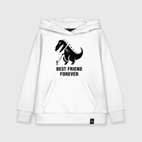 Детская толстовка хлопок с принтом Годзилла Best friend в Тюмени, 100% хлопок | Круглый горловой вырез, эластичные манжеты, пояс, капюшен | годзилла | динозавр | друг | лучший | навек | навсегда | тираннозавр