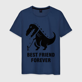 Мужская футболка хлопок с принтом Годзилла Best friend в Тюмени, 100% хлопок | прямой крой, круглый вырез горловины, длина до линии бедер, слегка спущенное плечо. | Тематика изображения на принте: годзилла | динозавр | друг | лучший | навек | навсегда | тираннозавр