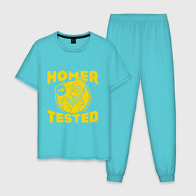 Мужская пижама хлопок с принтом Homer tested в Тюмени, 100% хлопок | брюки и футболка прямого кроя, без карманов, на брюках мягкая резинка на поясе и по низу штанин
 | гомер