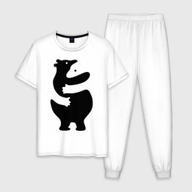 Мужская пижама хлопок с принтом Медвежий Инь-Янь в Тюмени, 100% хлопок | брюки и футболка прямого кроя, без карманов, на брюках мягкая резинка на поясе и по низу штанин
 | медведь | обнимашки | объятия
