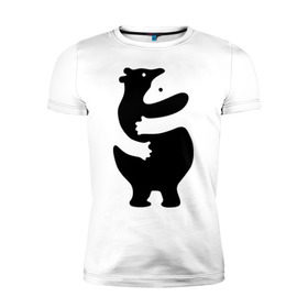 Мужская футболка премиум с принтом Медвежий Инь-Янь в Тюмени, 92% хлопок, 8% лайкра | приталенный силуэт, круглый вырез ворота, длина до линии бедра, короткий рукав | медведь | обнимашки | объятия
