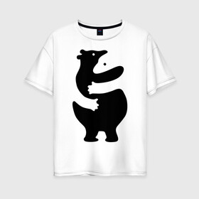 Женская футболка хлопок Oversize с принтом Медвежий Инь-Янь в Тюмени, 100% хлопок | свободный крой, круглый ворот, спущенный рукав, длина до линии бедер
 | медведь | обнимашки | объятия