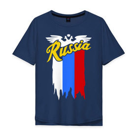 Мужская футболка хлопок Oversize с принтом Russia каллиграфия флаг в Тюмени, 100% хлопок | свободный крой, круглый ворот, “спинка” длиннее передней части | герб | каллиграфия | патриот | россия | русский | рф | флаг