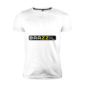 Мужская футболка премиум с принтом Brazzil в Тюмени, 92% хлопок, 8% лайкра | приталенный силуэт, круглый вырез ворота, длина до линии бедра, короткий рукав | Тематика изображения на принте: brazzers | бразилия